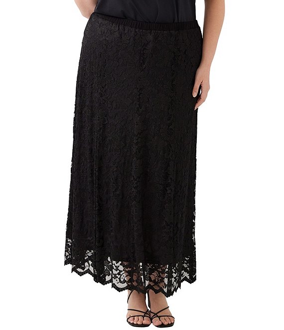 Karen Kane Plus Size Stretch Floral Lace A-Line Midi Skirt