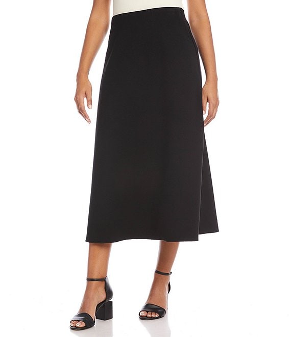 Karen Kane Solid Crepe Elastic Waistband A-Line Midi Skirt | Dillard's