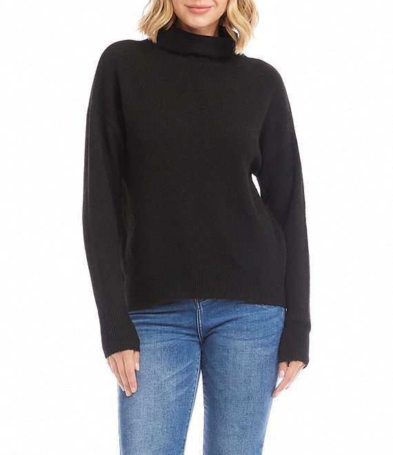 Karen Kane Texture Knit Mock Neck Long Sleeve Sweater Top