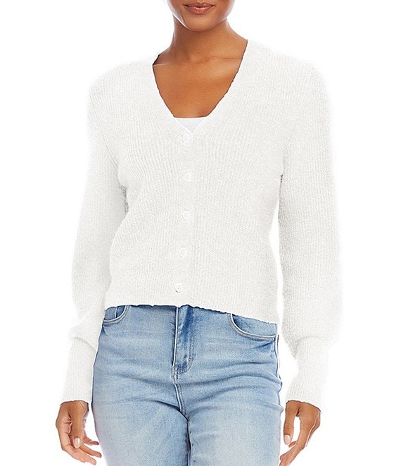 Karen Kane V-Neck Long Sleeve Button-Front Wool Blend Cardigan | Dillard\'s