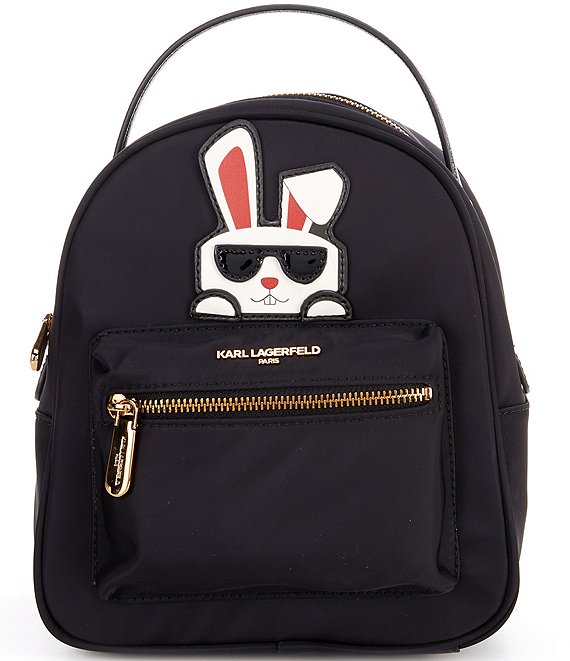 Color:Black/Red - Image 1 - Amour Rabbit Logo Nylon Backpack