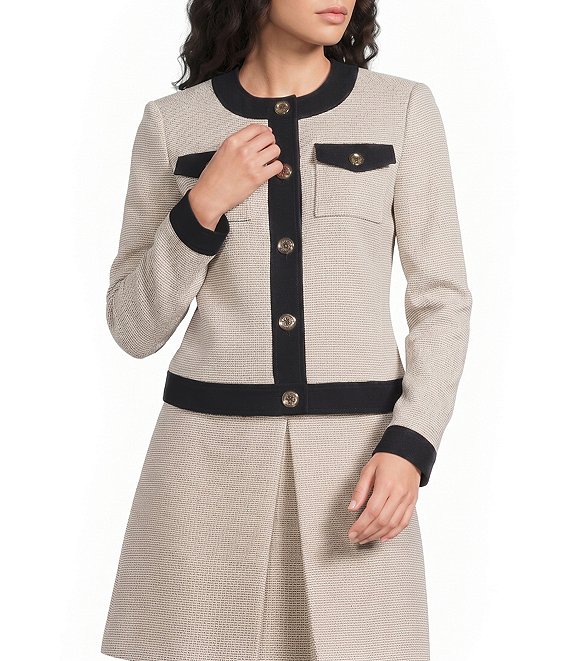 KARL LAGERFELD PARIS Boucle Round Collar Long Sleeve Coordinating Jacket
