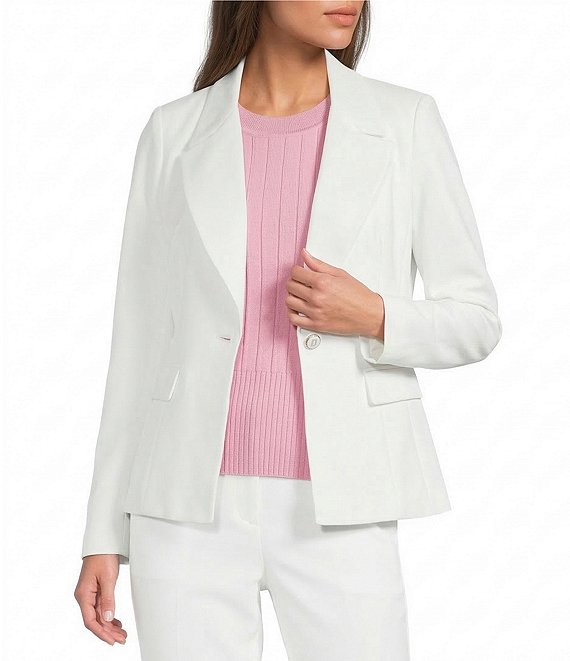 KARL LAGERFELD PARIS Compression Cotton Notch Lapel Collar Long Sleeve One Button-Front Jacket