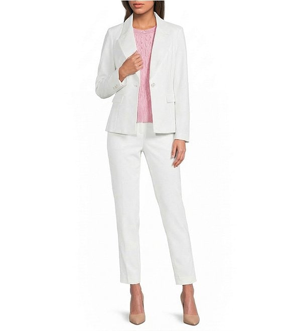 KARL LAGERFELD PARIS Compression Cotton Notch Lapel Collar Long Sleeve One Button-Front Coordinating Jacket