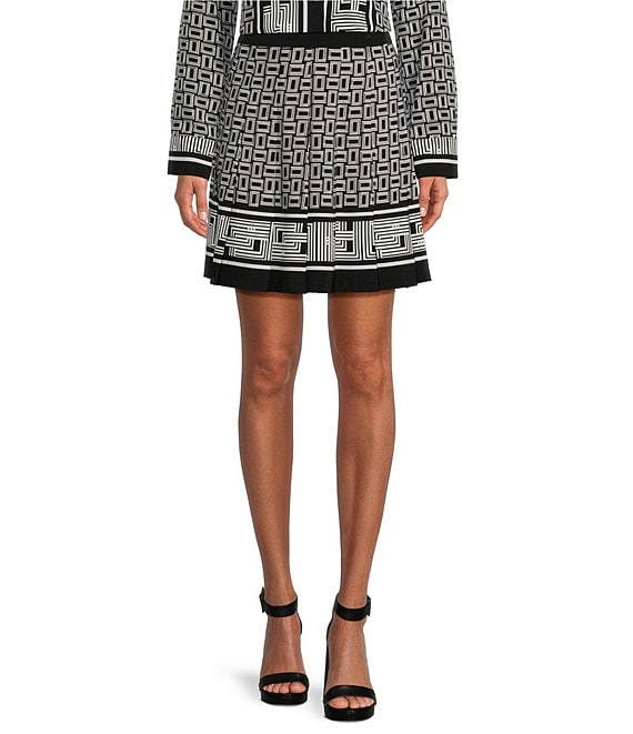 KARL LAGERFELD PARIS Geometric Printed Pleated A-Line Skirt | Dillard's