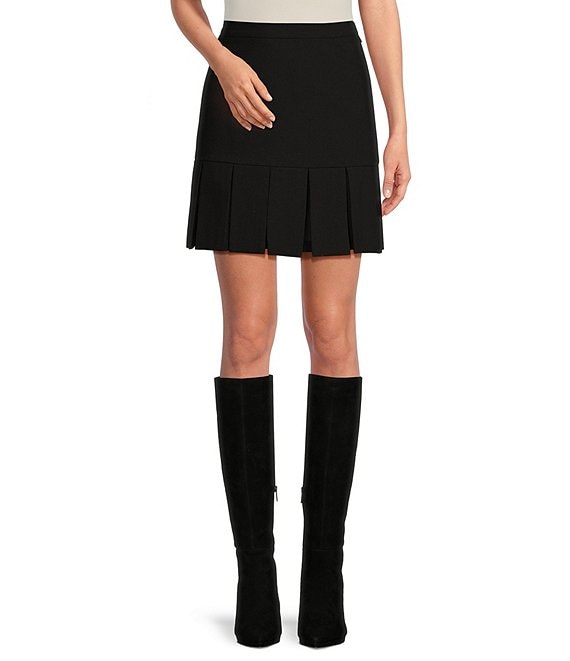 Color:Black - Image 1 - High Waist Pleated Skirt