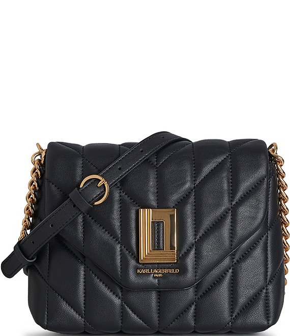 Color:Black/Gold - Image 1 - Lafayette Quilted Leather Crossbody Bag