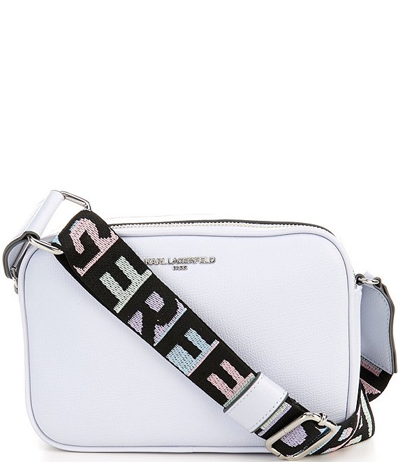 Color:Ice Blue - Image 1 - Maybelle Graphic Logo Strap Camera Crossbody Bag