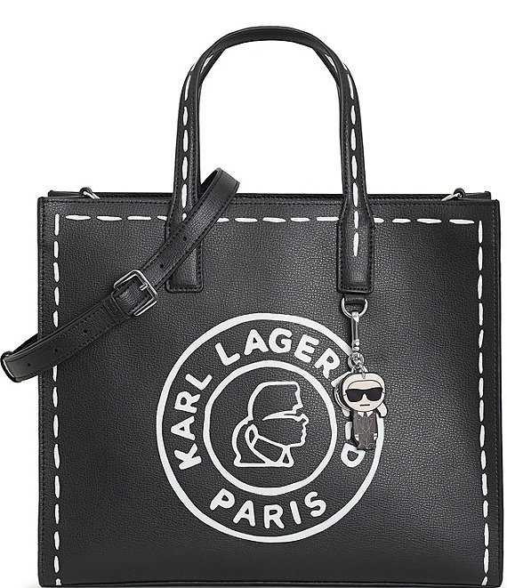 Karl Lagerfeld Paris Nouveau Leather Small Tote Bag - Black Cameo