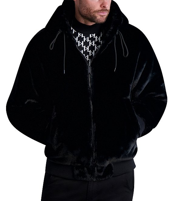 Karl Lagerfeld Paris Reversible Faux Fur Lined Bomber Jacket | Dillard's