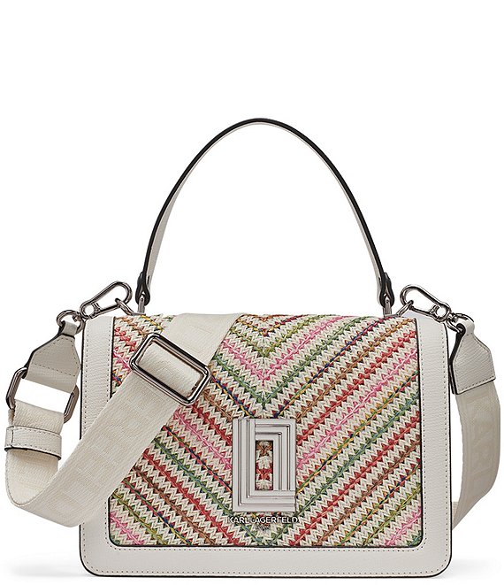 KARL LAGERFELD PARIS Simone Chevron Raffia Satchel Bag