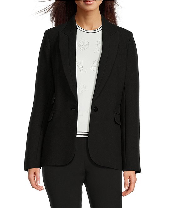 KARL LAGERFELD PARIS Single Button Notch Lapel Long Sleeve Blazer