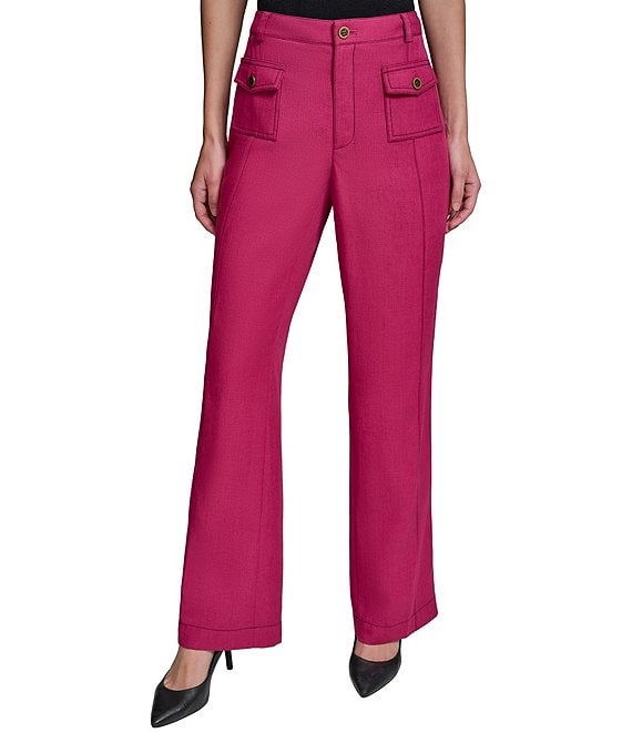 KARL LAGERFELD PARIS Solid Suiting Wide Leg Full Length Pants
