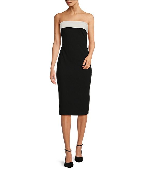 KARL LAGERFELD PARIS Strapless Scuba Crepe Dress | Dillard's