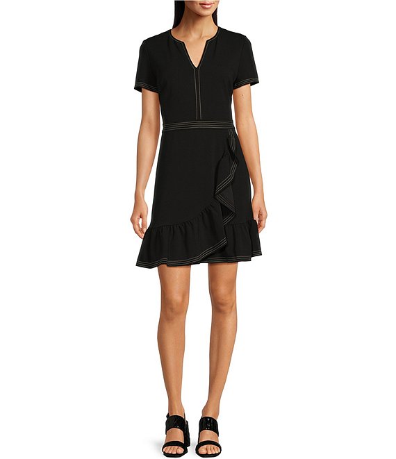 Short dresses Karl Lagerfeld - Ruffle sleeve stretch cotton short