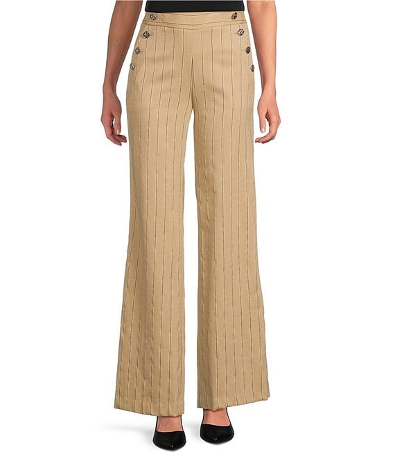 KARL LAGERFELD PARIS Textured Striped Flat Front Ankle Length Straight Leg Coordinating Pants