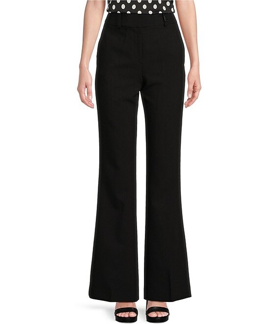 KARL LAGERFELD PARIS Wide Leg High Rise Flat Front Flare Trouser ...