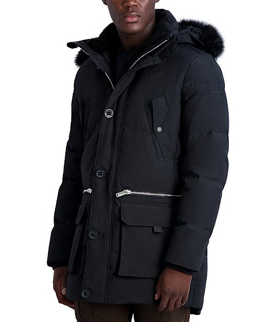 Karl Lagerfeld Paris with Sherpa Lined Faux Fur Trimmed Hood Parka