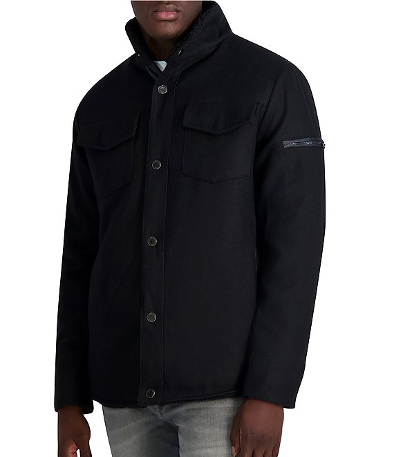 KARL LAGERFELD PARIS Wool Shirt With Sherpa Lining Jacket