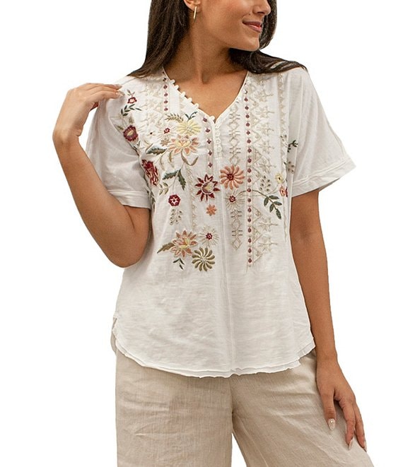 Color:White - Image 1 - Tessa Knit V-Neck Dolman Sleeve Blouse