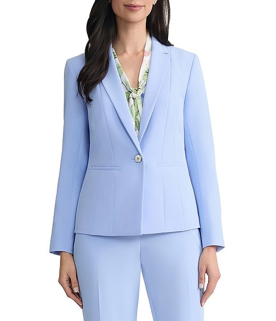 Kasper 1 Button Crepe Panel Seam Jacket