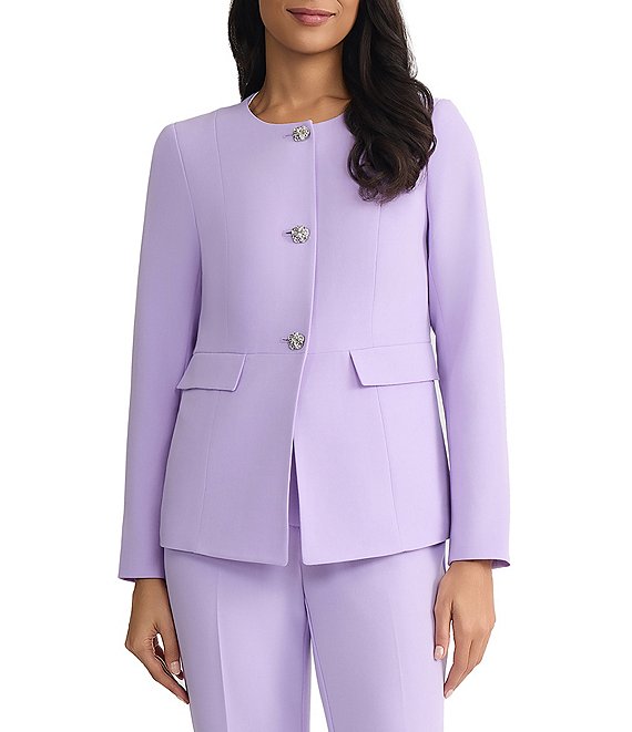 Kasper 3 Button Long Sleeves Peplum Jacket