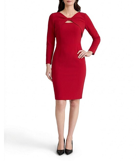 Kasper 3/4 Sleeve Twist Front Sheath Dress