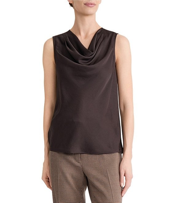 Kasper Drape Neck Textured Charmeuse Blouse