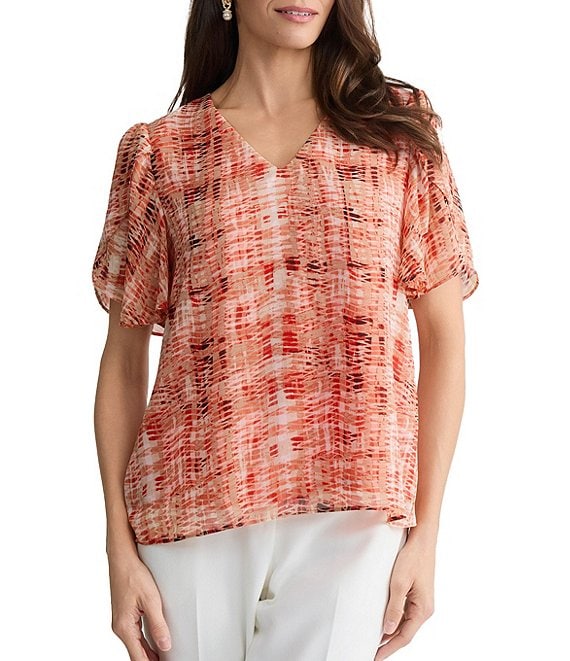 Kasper Flutter Sleeve Blouse