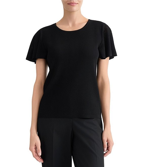 Kasper Flutter Sleeve Sweater Top
