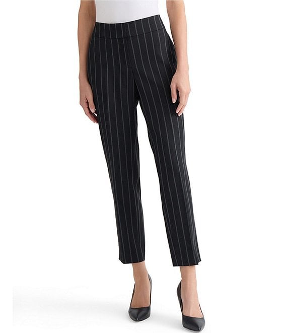 Kasper Fly Front Pinstripe Slim Pants