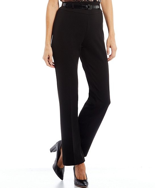 Color:Black - Image 1 - High Rise Pull-On Boot Cut Belted Pants
