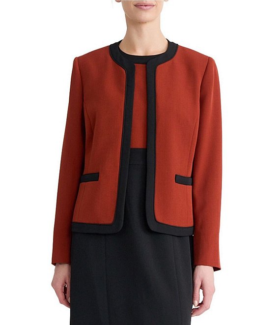 Kasper Long Sleeve Color Block Crepe Jacket