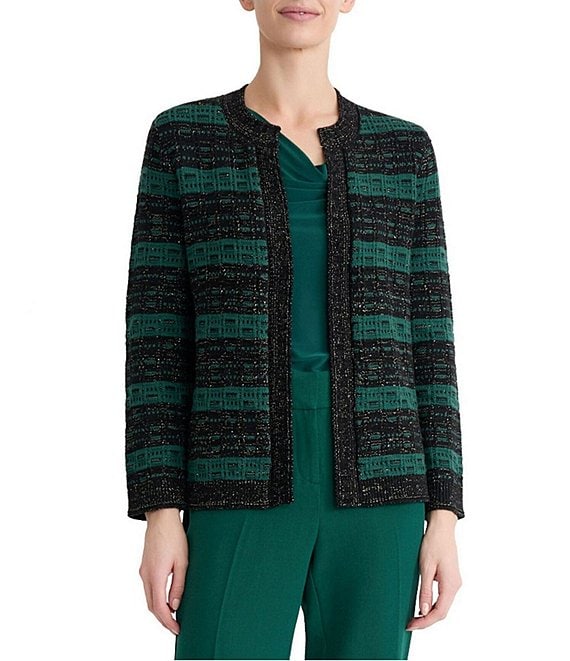 Kasper Long Sleeve Round Neck Cardigan