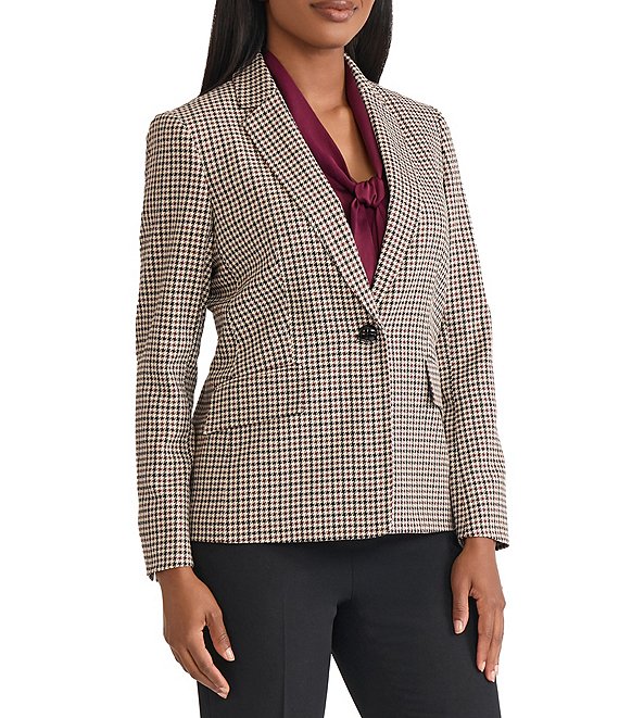 Kasper One Button Notch Collar Long Sleeve Jacket