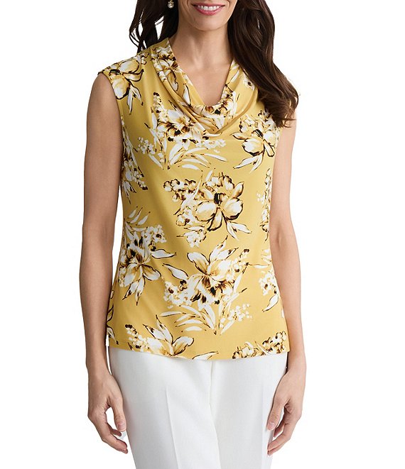 Kasper Petite Cowl Neck Printed Blouse