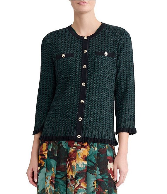 Kasper Petite Long Sleeve Button Front Cardigan