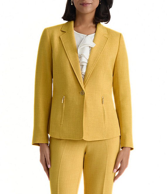 Kasper Petite One Button Notch Collar Jacket With Zip Pockets