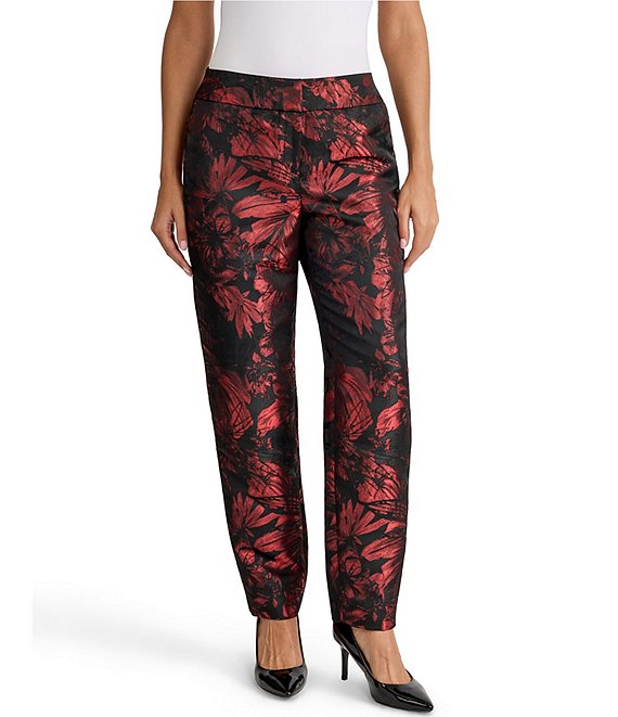 Kasper Petite Printed Jacquard Slim Fit Pants
