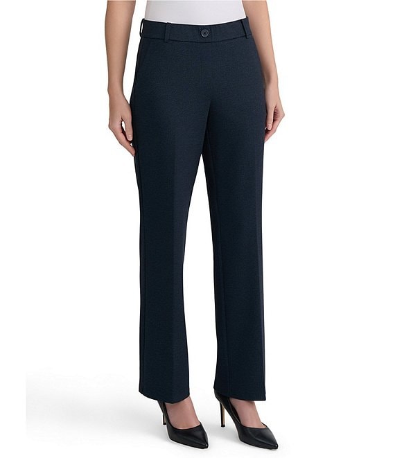 Kasper Petite Pull On Denim Compression Faux Fly Trousers