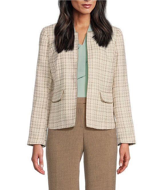 Kasper Plaid Tweed Long Sleeve Cardigan Jacket | Dillard's Kasper Plaid Tweed Long Sleeve Cardigan Jacket | Dillard's