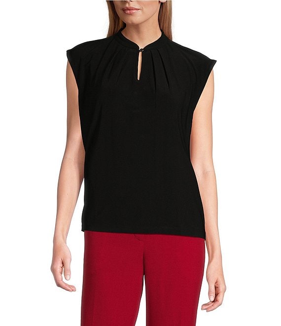 Haut Manches Courtes Verve Ami Noir Avec Perles Argentées Au Col - Taille L - 60% Polyester, 37% Rayon, 3% Spandex