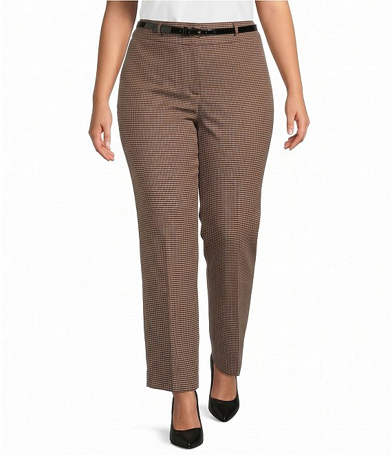 Kasper Plus High Rise Fly Front Belted Pants