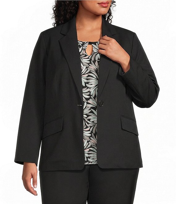 Kasper Plus Washable One Button Notch Collar Jacket