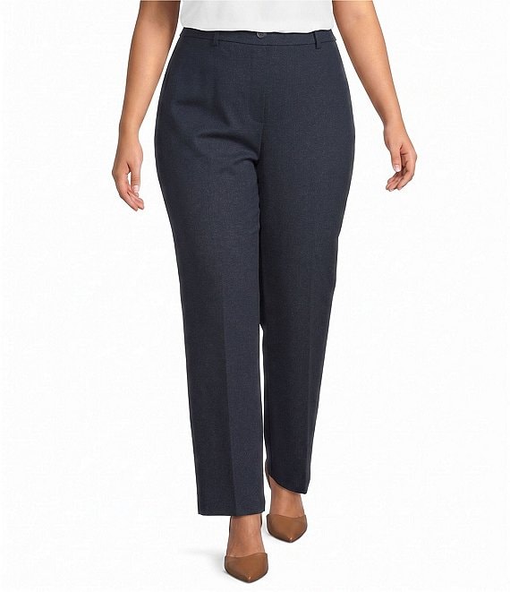Kasper Plus Pull-On Denim Compression Faux Fly Coordinating Trousers