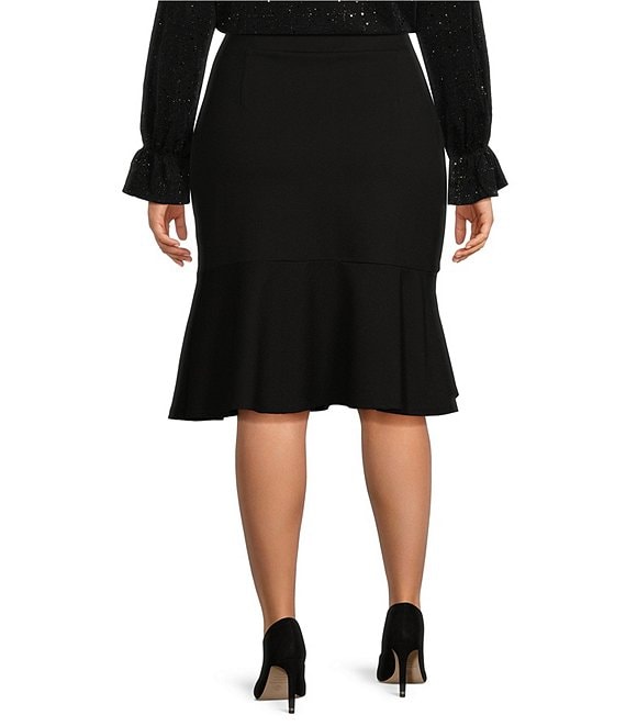Kasper Plus Size Compression Pull-On Flounce Skirt | Dillard's