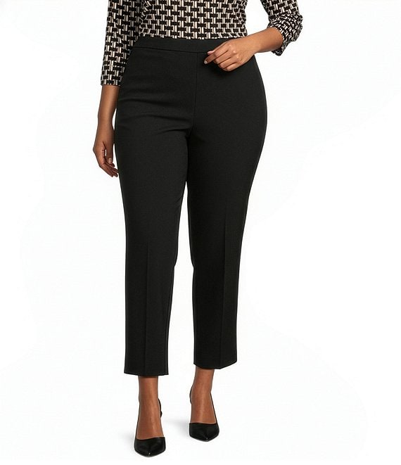 Kasper Plus Size Pull On Stretch Twill Straight Leg Crop Pants