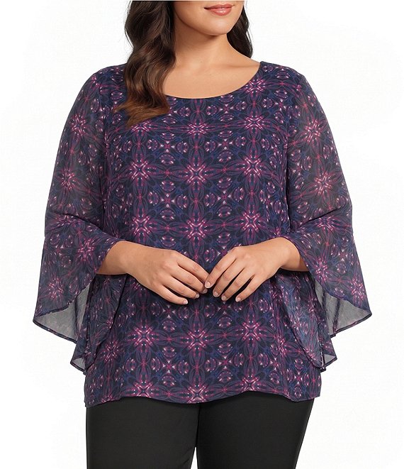 Kasper Plus Size Ruffle Sleeve Blouse