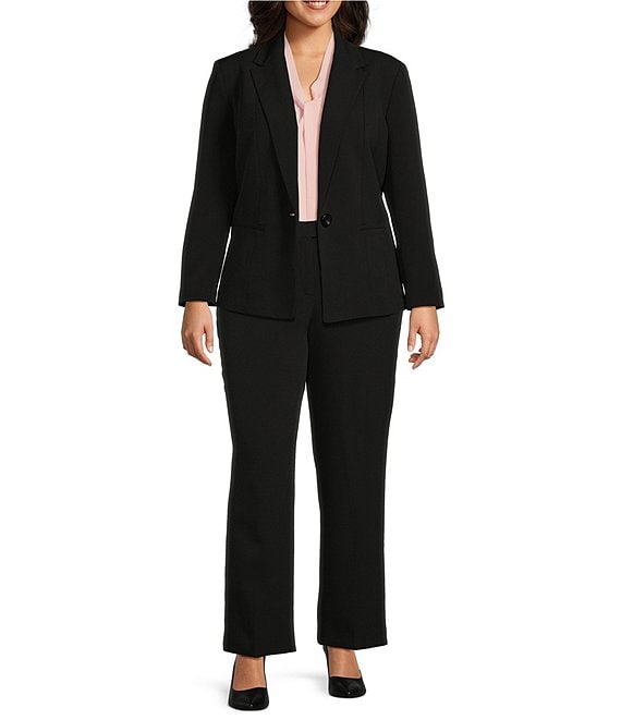 Kasper Plus Size Stretch Crepe Seamed Blazer & Stretch Crepe Skimmer Skirt