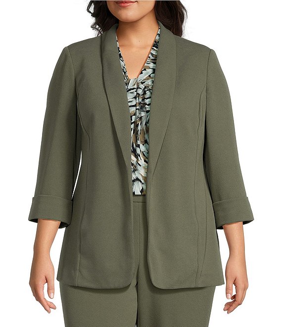 Kasper Plus Size Stretch Shawl Collar Long Sleeve Jacket Dillards 9356